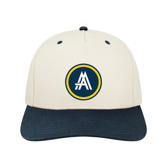 ACADEMY CAMP | LOGO PATCH HAT TWO TONED HAT | NATURAL & NAVY