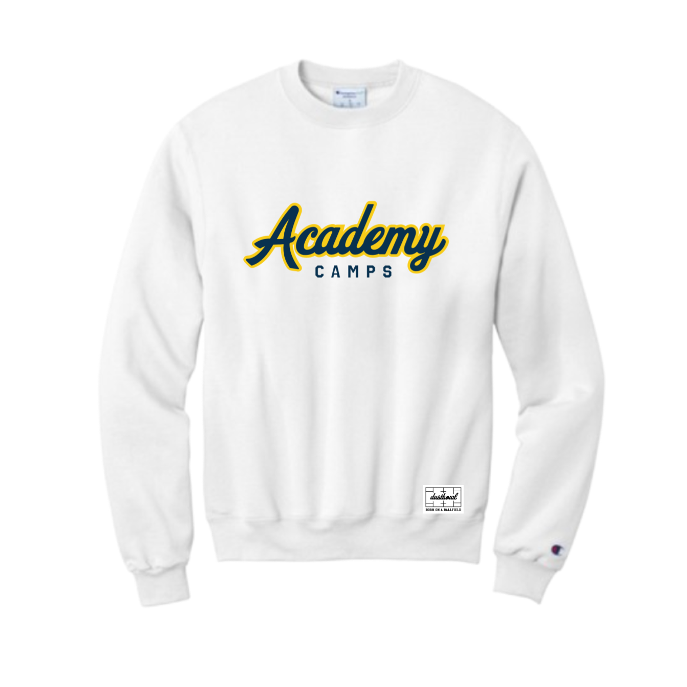 ACADEMY CAMPS | SCRIPT  CREW NECK SWEATSHIRT | WHITE