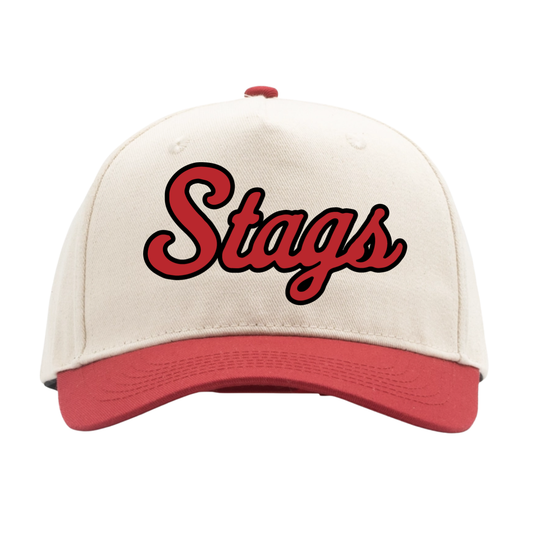 FAIRFIELD | TWO-TONED STAGS SCRIPT HAT - WHITE/RED