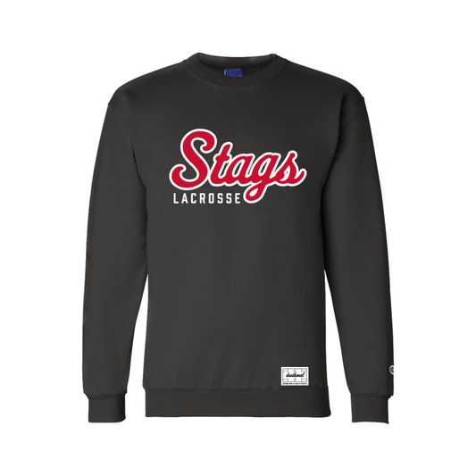 FAIRFIELD | STAGS LACROSSE SCRIPT CREW NECK SWEATSHIRT | BLACK