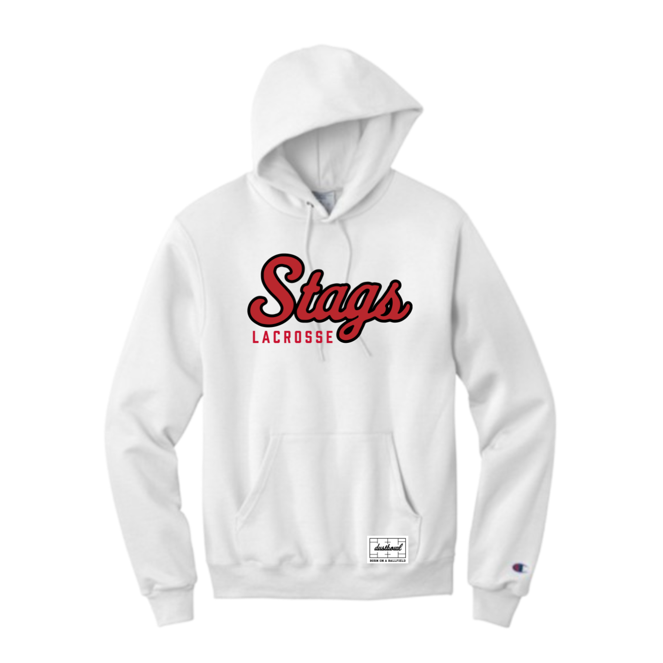 FAIRFIELD | STAGS LACROSSE SCRIPT HOODIE SWEATSHIRT | WHITE